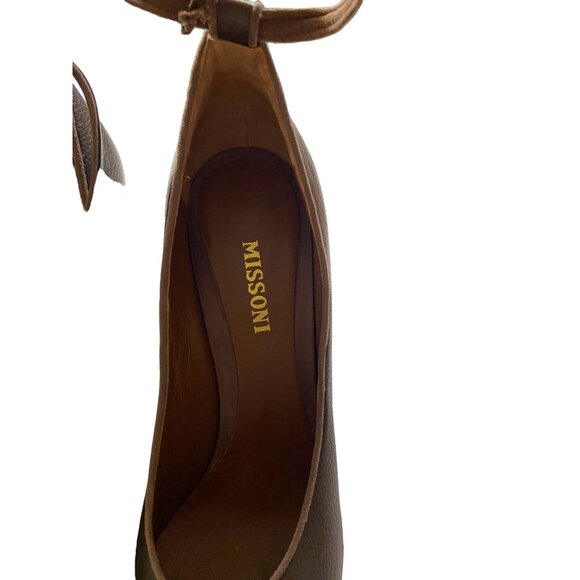 Missoni Leather Ankle Strap Pumps Brown Size 38 Stealth Wealth Boho Glam Classic - Picture 6 of 13